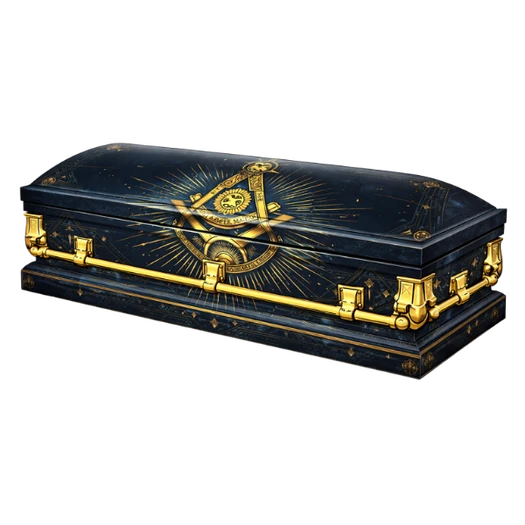 Navy and gold Masonic custom casket wrap with square and compass emblem